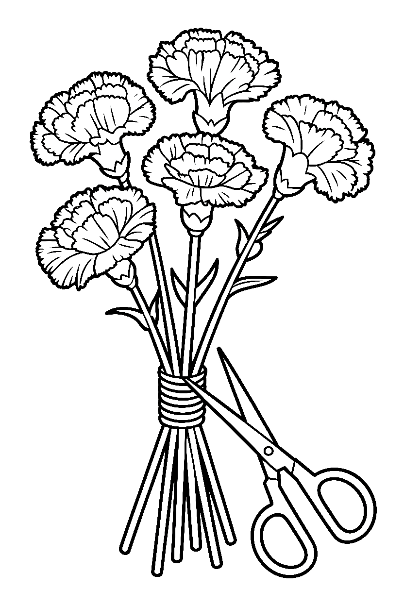 holding carnation bouquet drawing