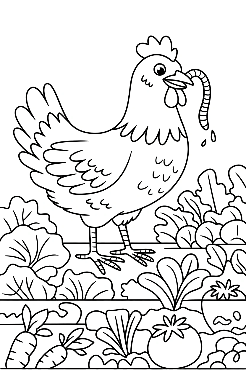 holding chicken worm beak printable sheet