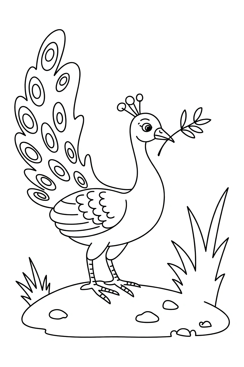 holding peacock twig rock drawing