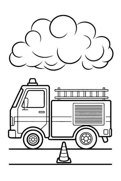 holding road cone beside truck drawing