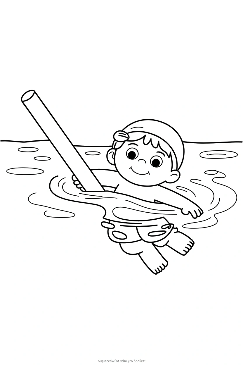 holding swimming pool noodle waves coloring pages