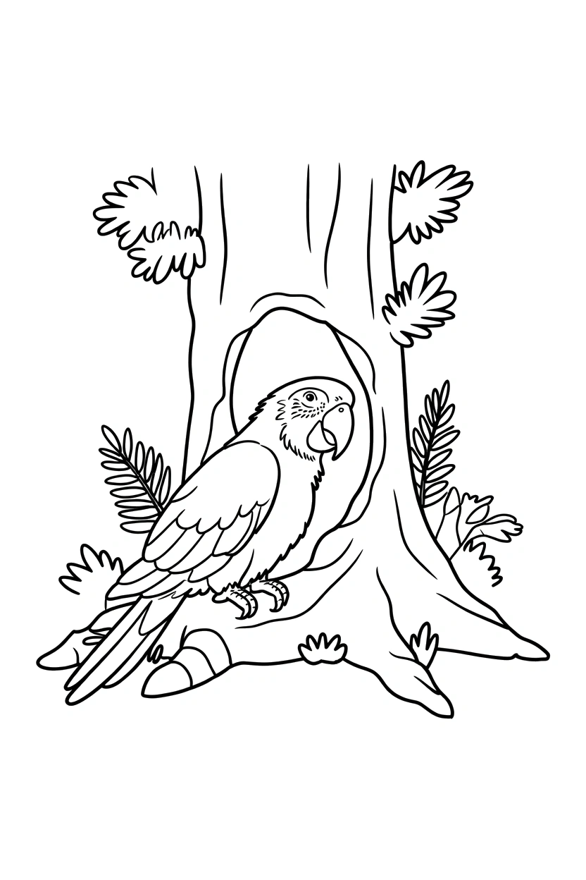 hollow trunk resting coloring pages