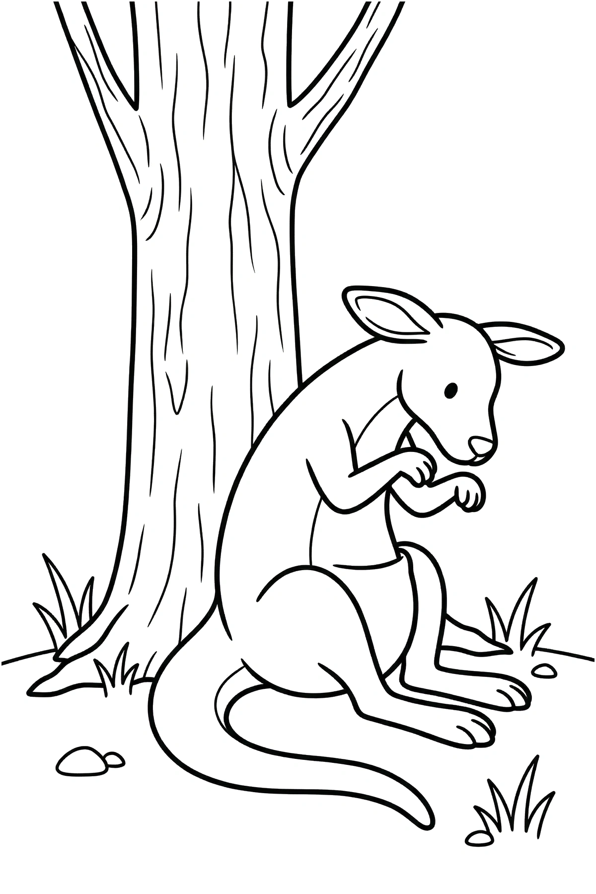 kangaroo coloring page paws raised