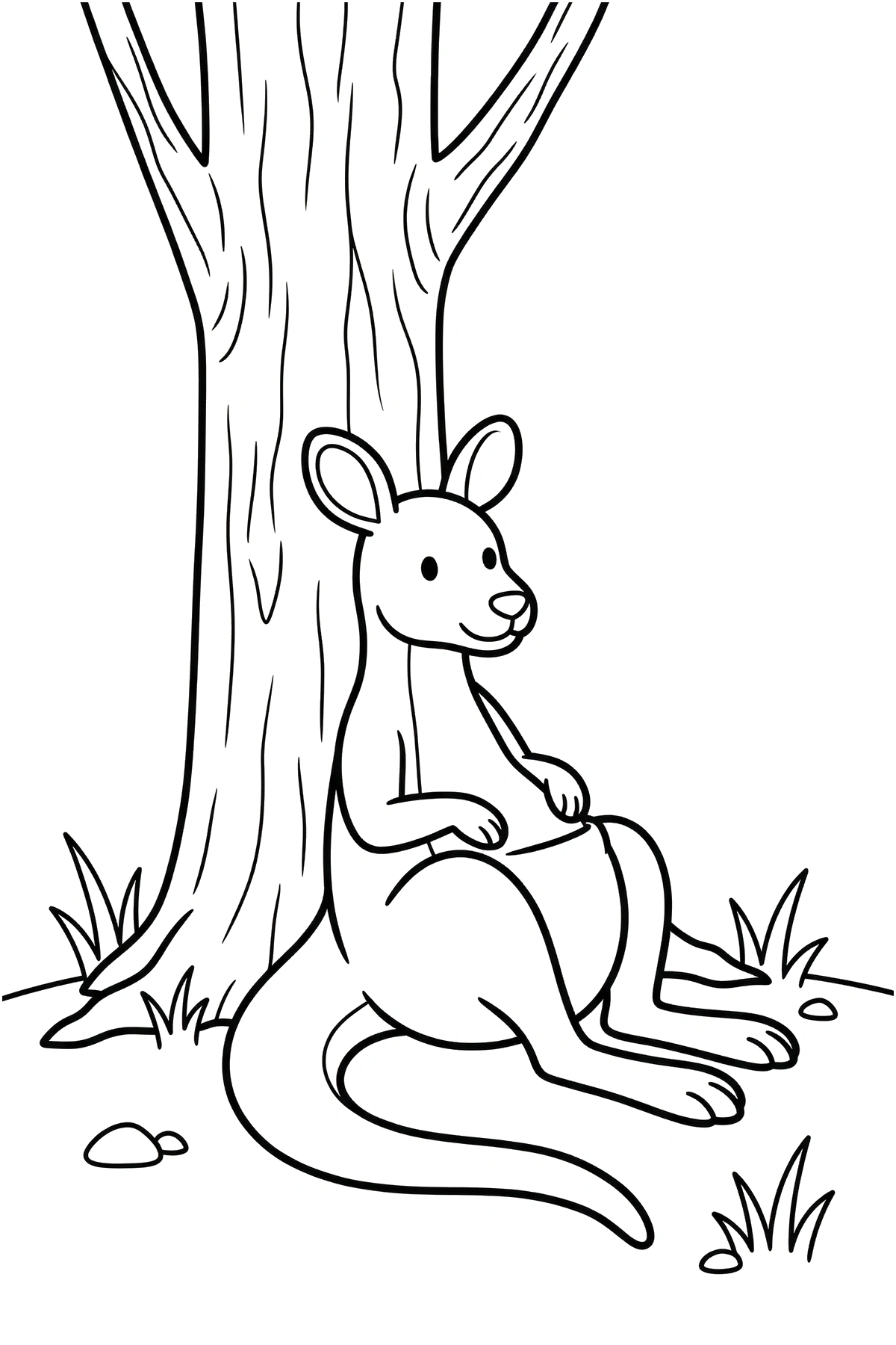 kangaroo coloring pages tree trunk