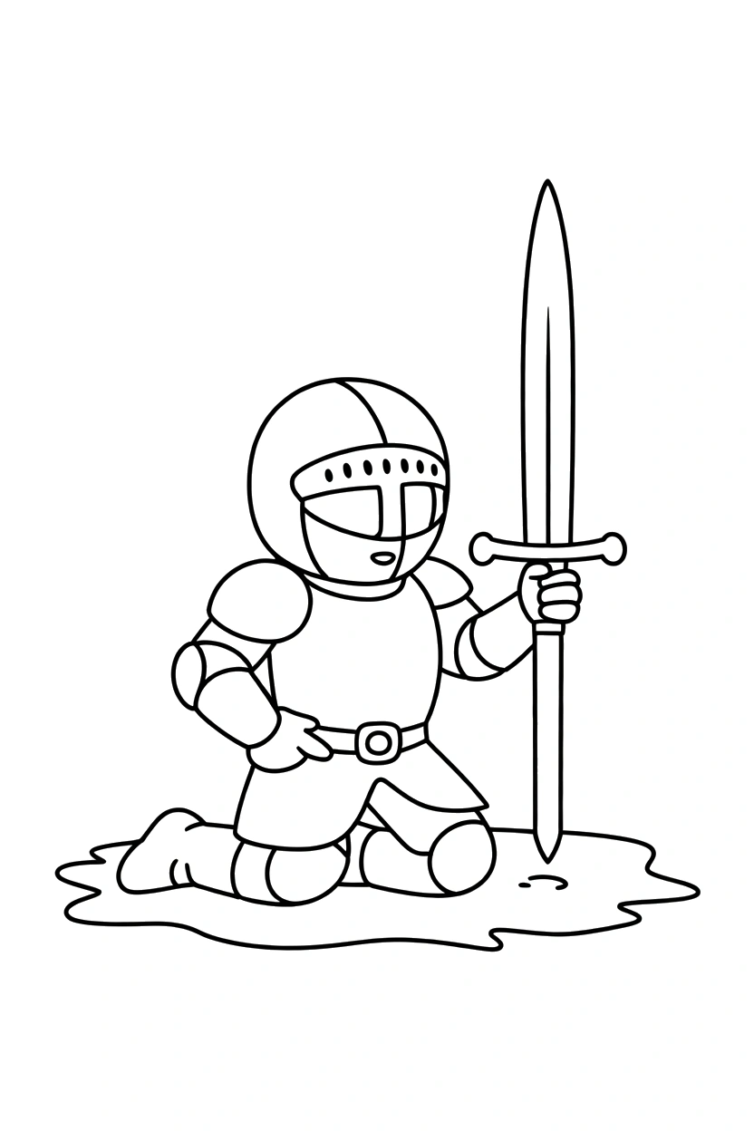 kneeling knight planted sword printable sheet