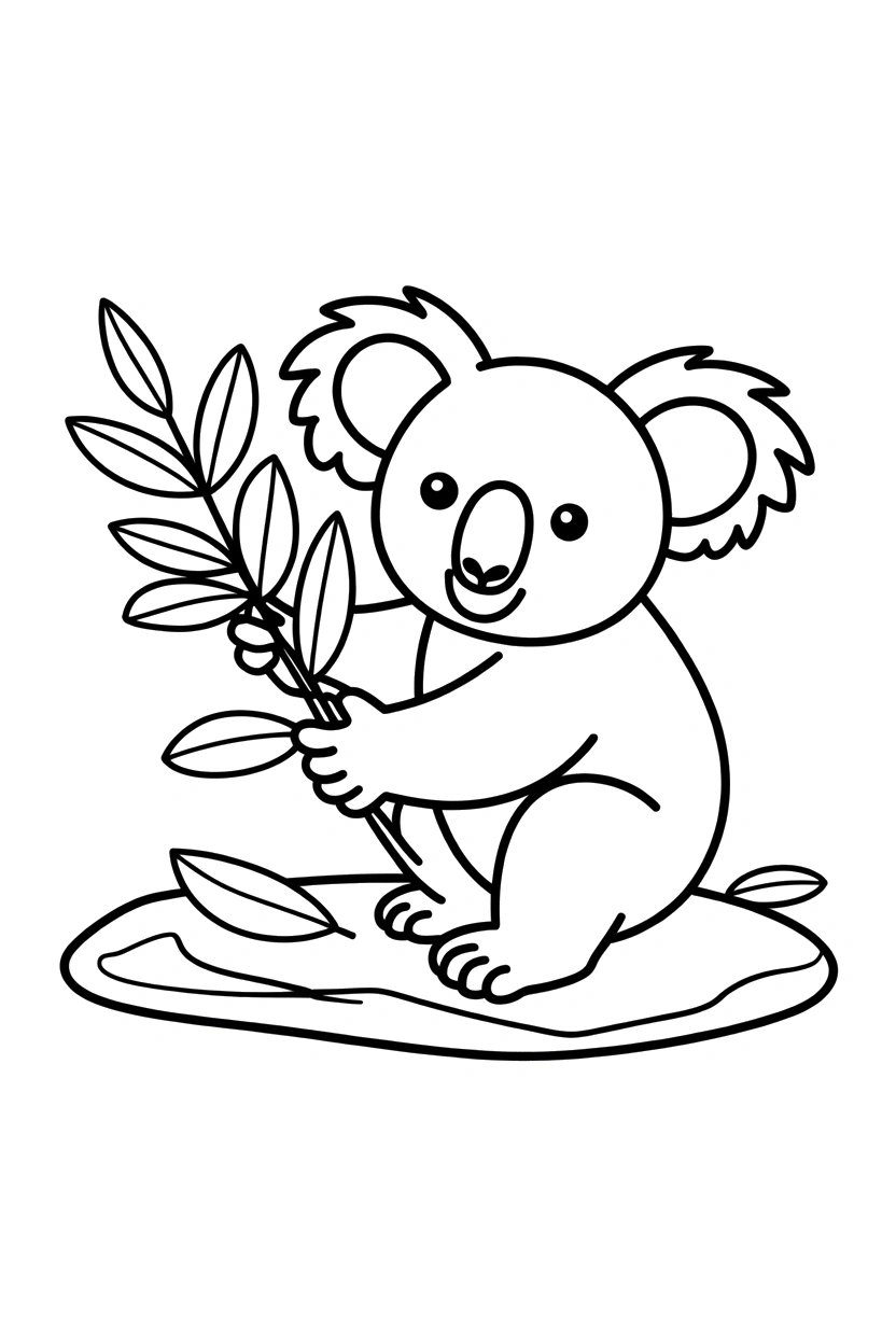 koala arranging leaves rock coloring pages koala arranging leaves rock coloring pages