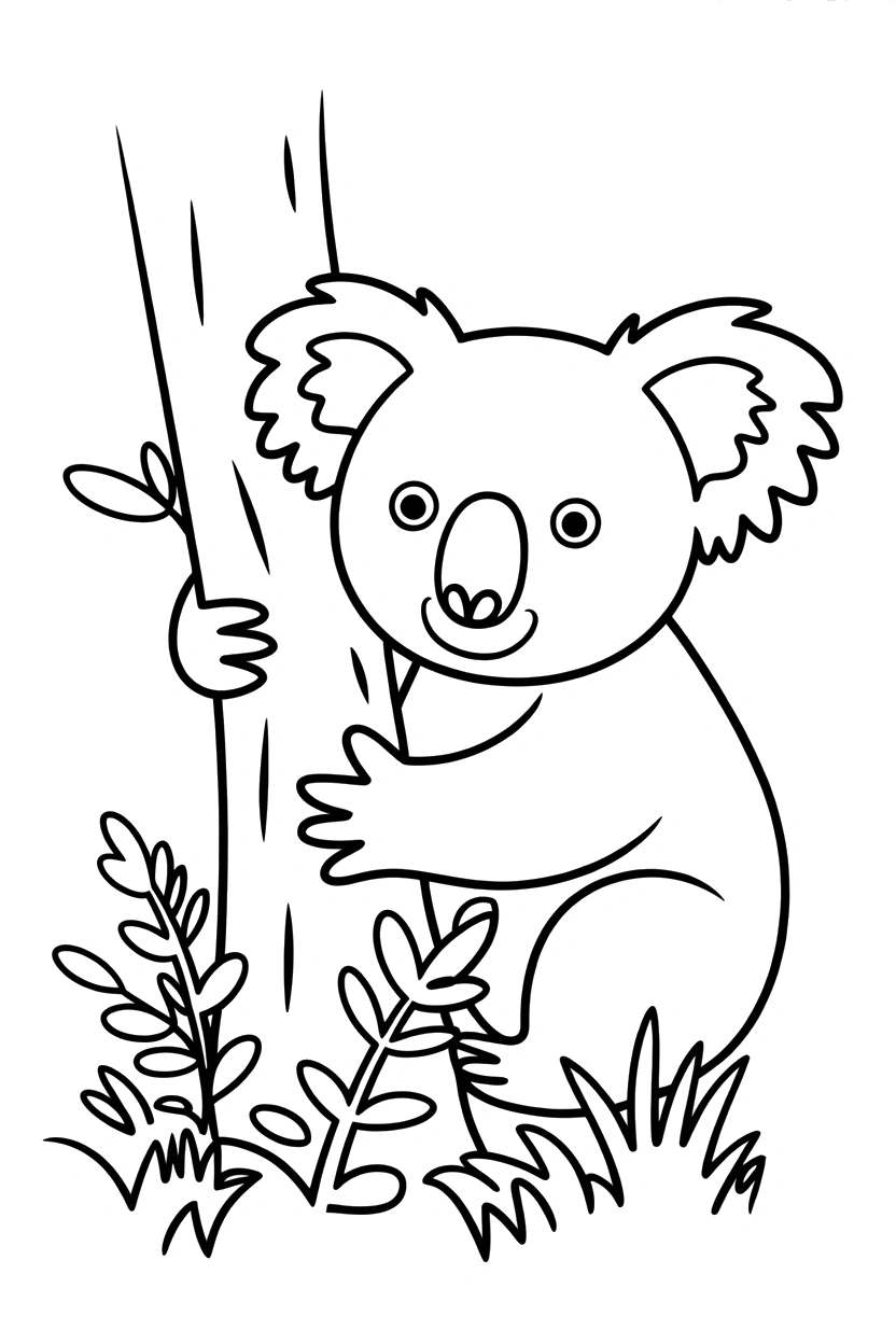 koala beside ferns tree coloring pages koala beside ferns tree coloring pages