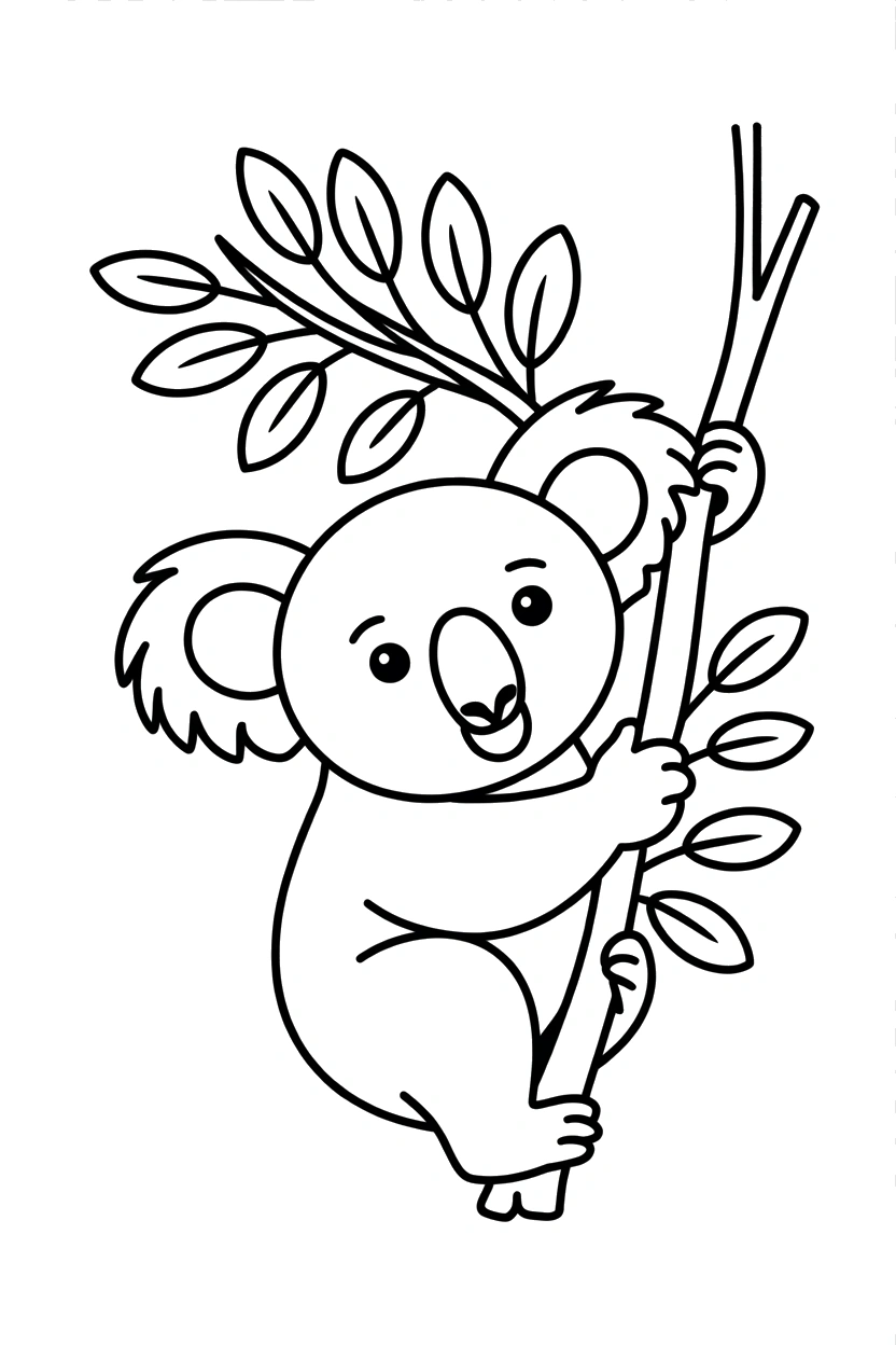 koala reaching for leaves coloring pages koala reaching for leaves coloring pages