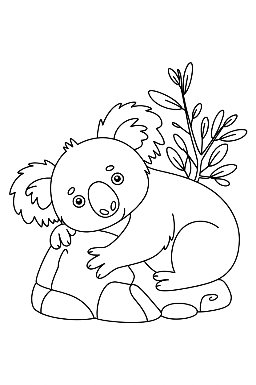 koala resting flat rock drawing koala resting flat rock drawing