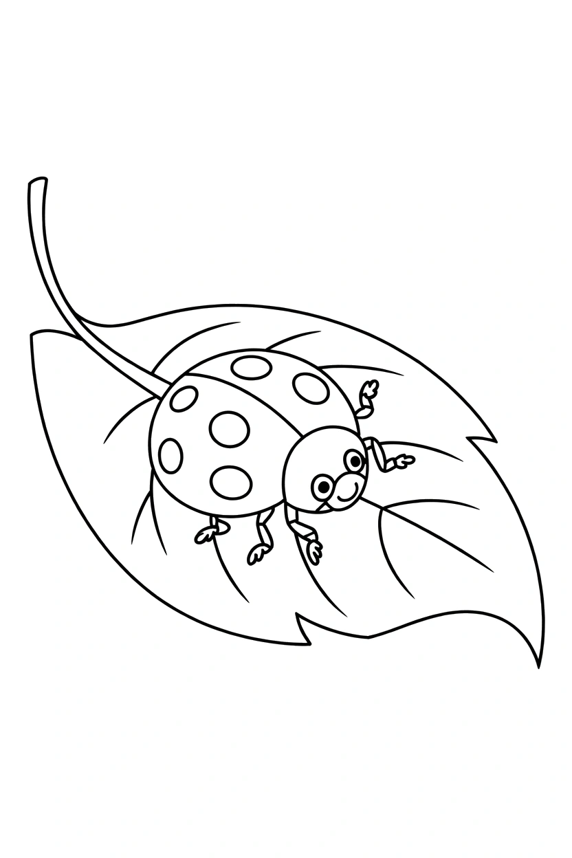 ladybug coloring pages on leaf