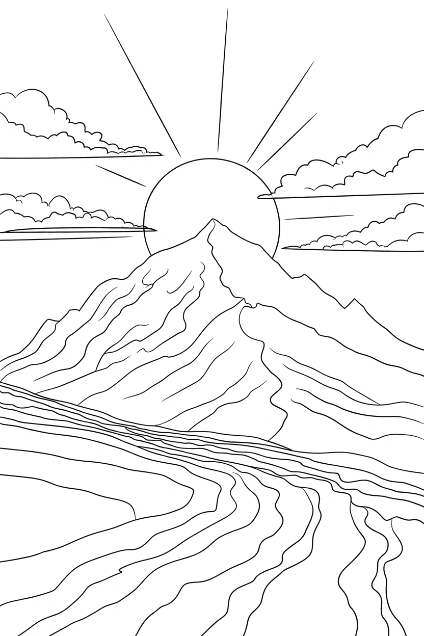 layered ridges horizon drawing