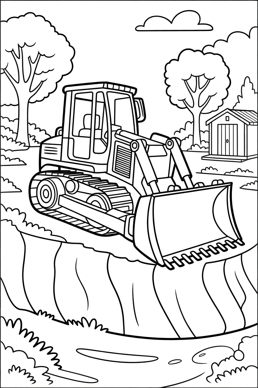 leaning bulldozer embankment printable sheet leaning bulldozer embankment printable sheet