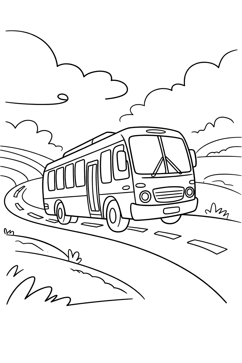 leaning bus curved road coloring pages leaning bus curved road coloring pages