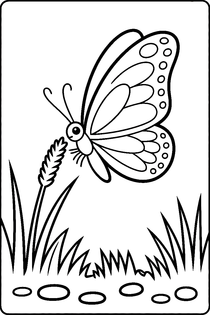 leaning butterfly grass meadow coloring pages