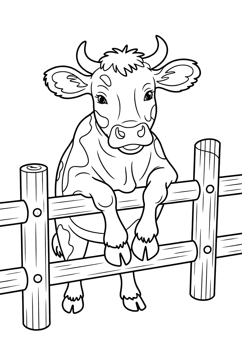 leaning cow split rail fence printable sheet