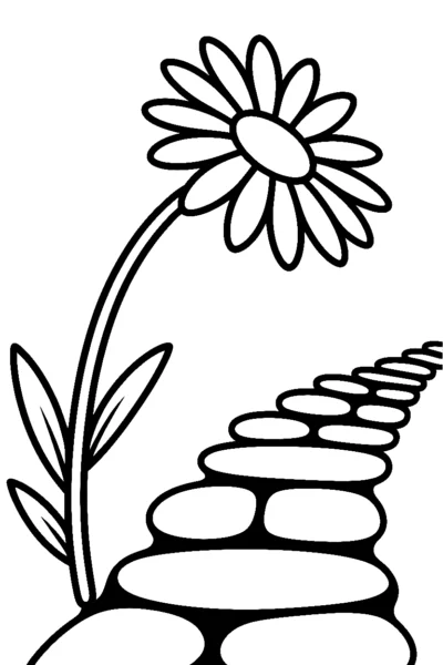 leaning daisy across pathway coloring pages