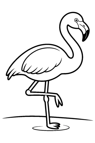 leaning flamingo single pose coloring pages