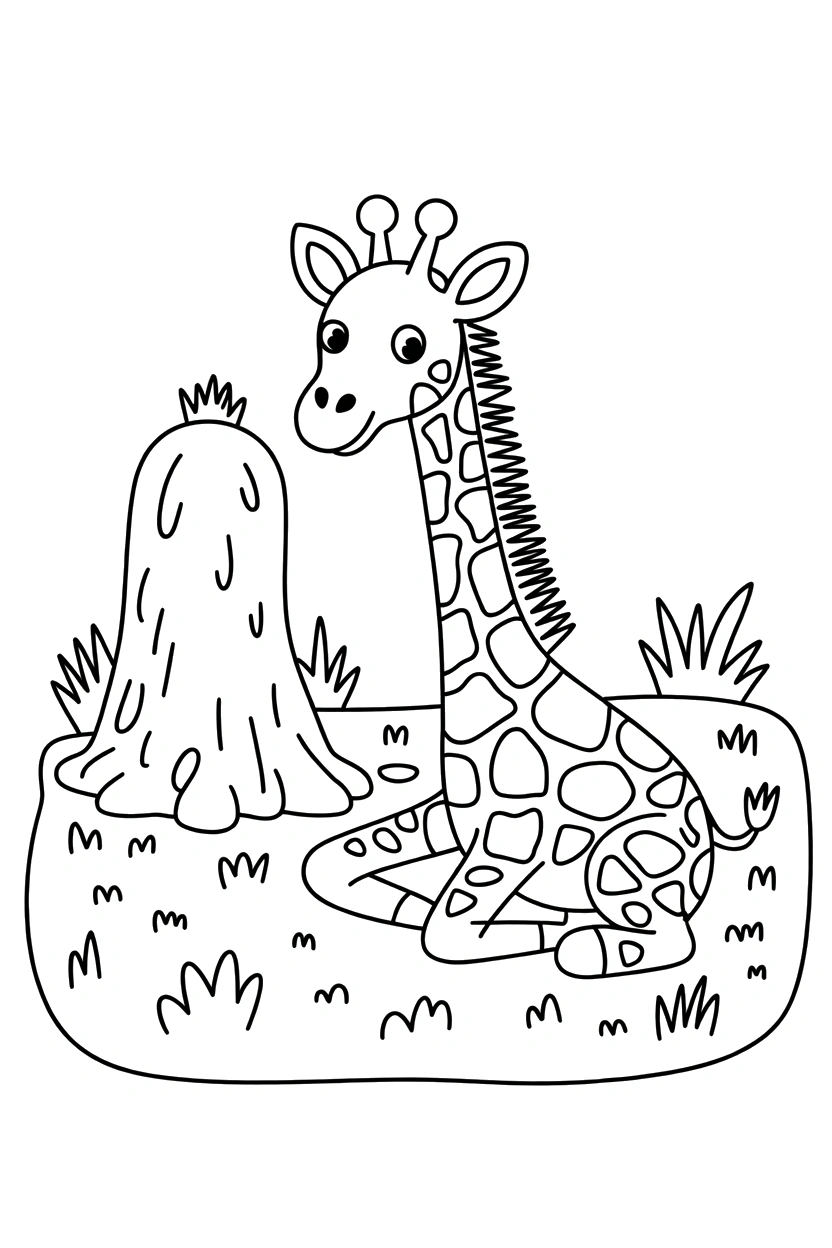 leaning giraffe termite mound coloring pages