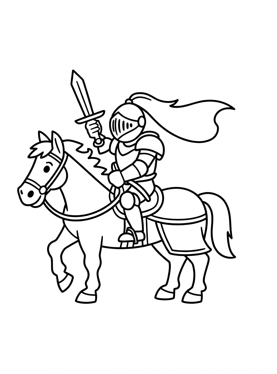 leaning knight horseback lance coloring pages
