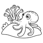 Tentacles Curling Around Coral Edges leaning-octopus-sea-anemone-drawing