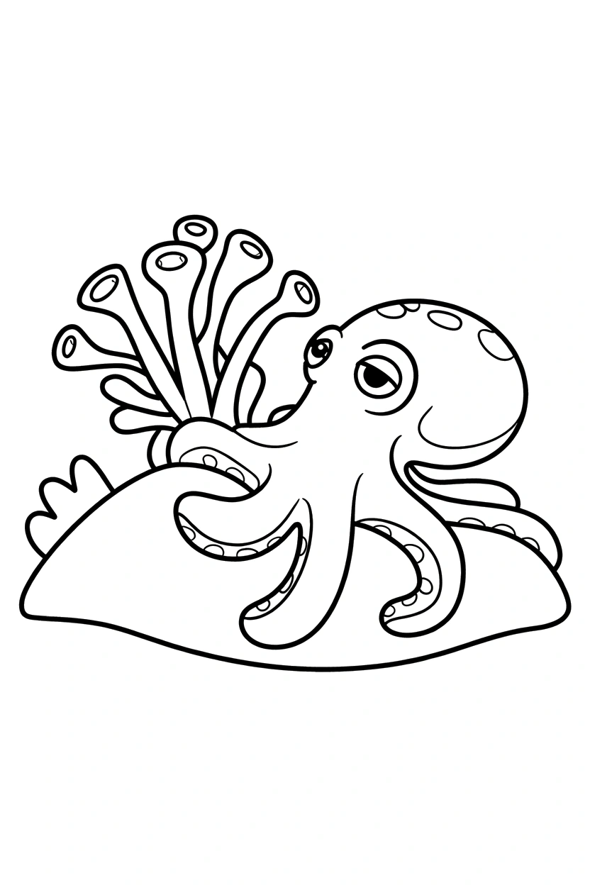 leaning octopus sea anemone drawing
