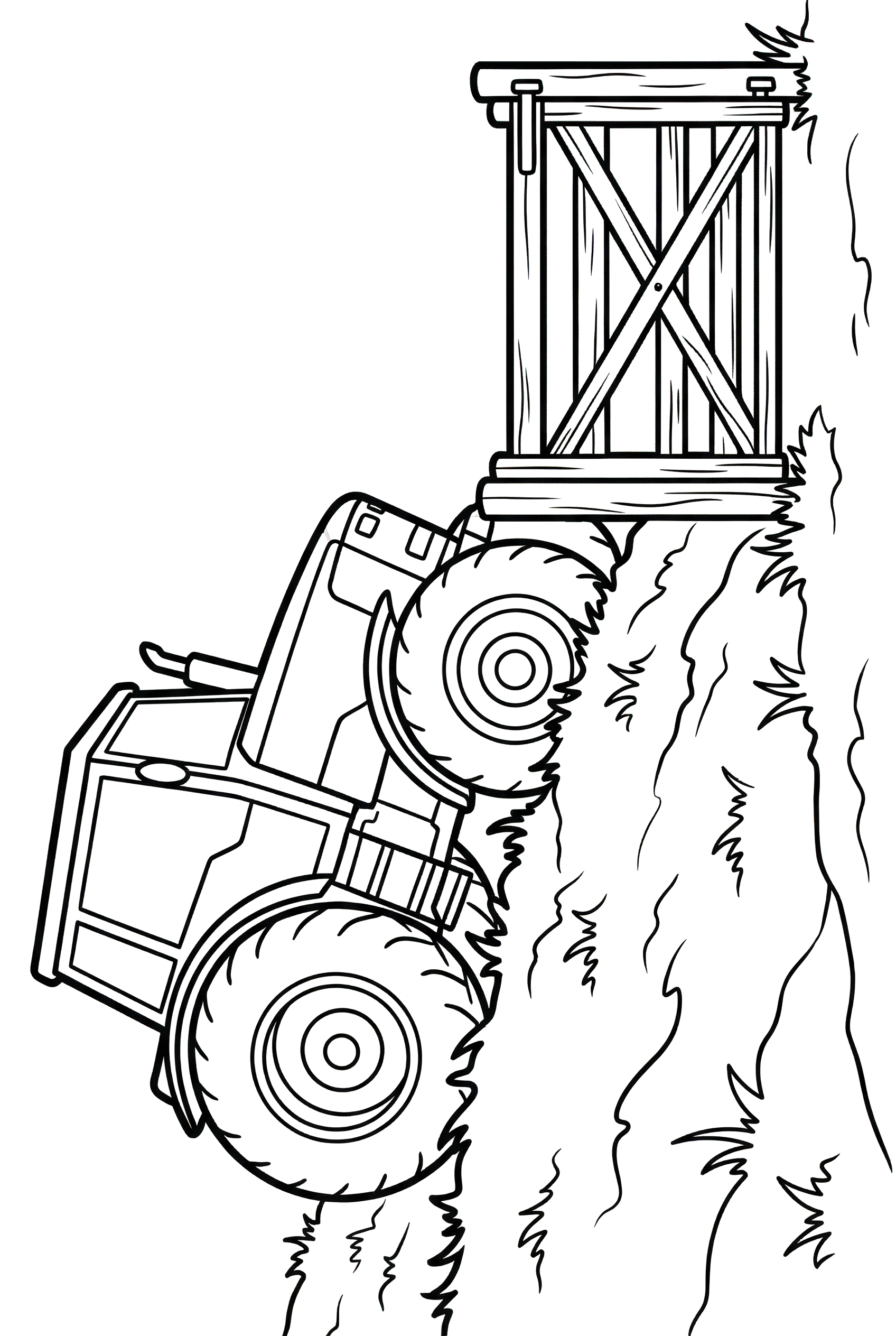 leaning tractor embankment coloring pages