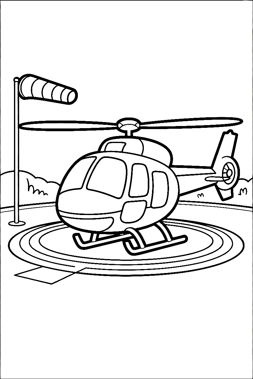 marked helipad windsock pole coloring pages
