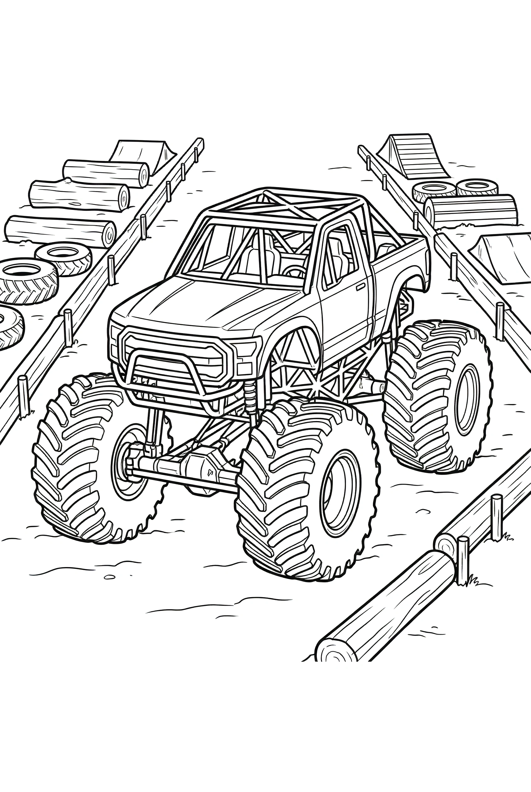 monster truck arranging position coloring pages