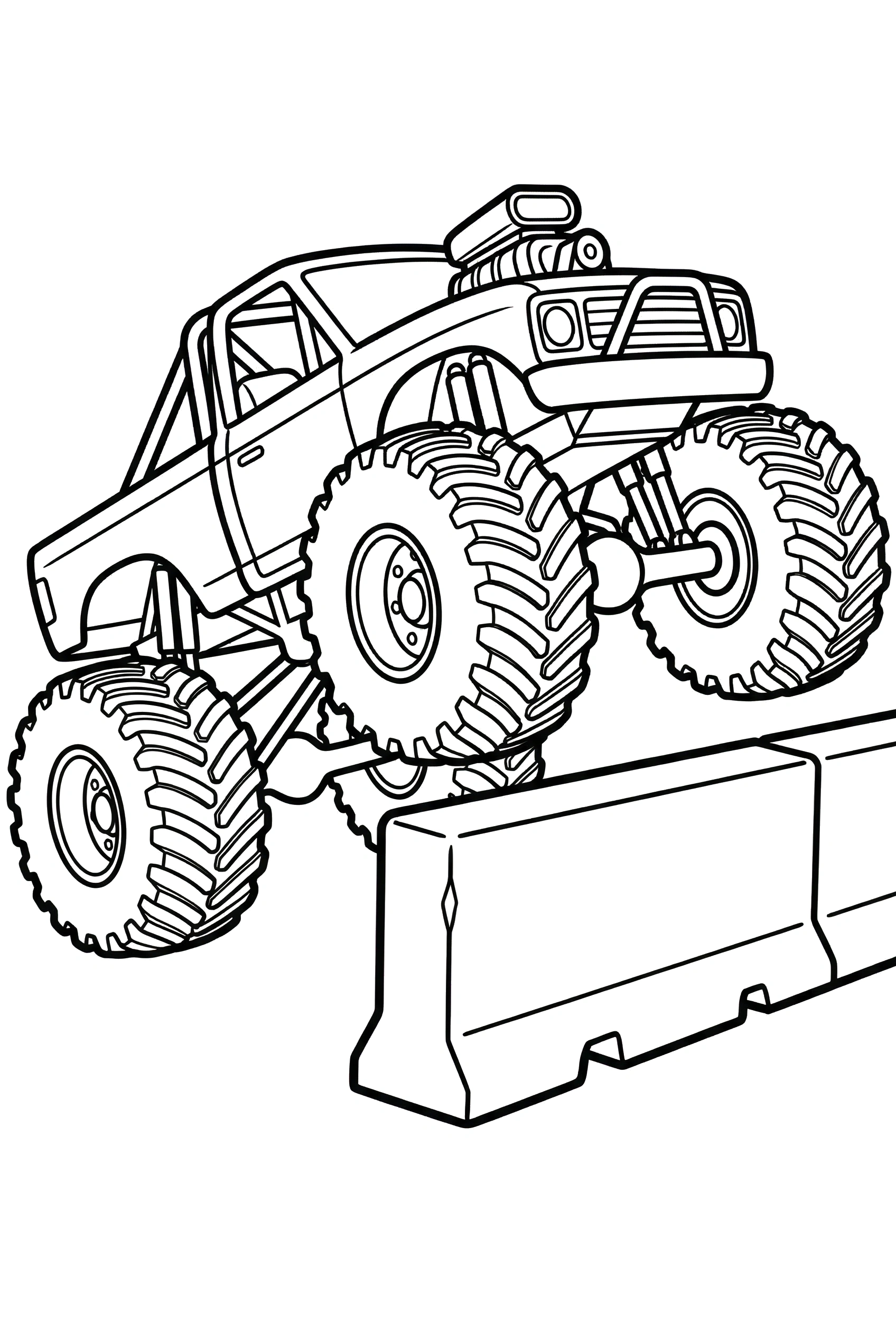 monster truck holding three wheels drawing