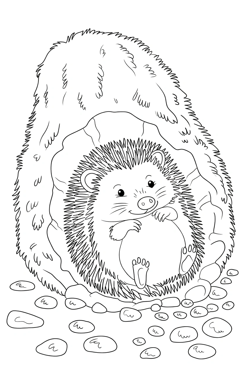 moss patch scene with stones coloring pages