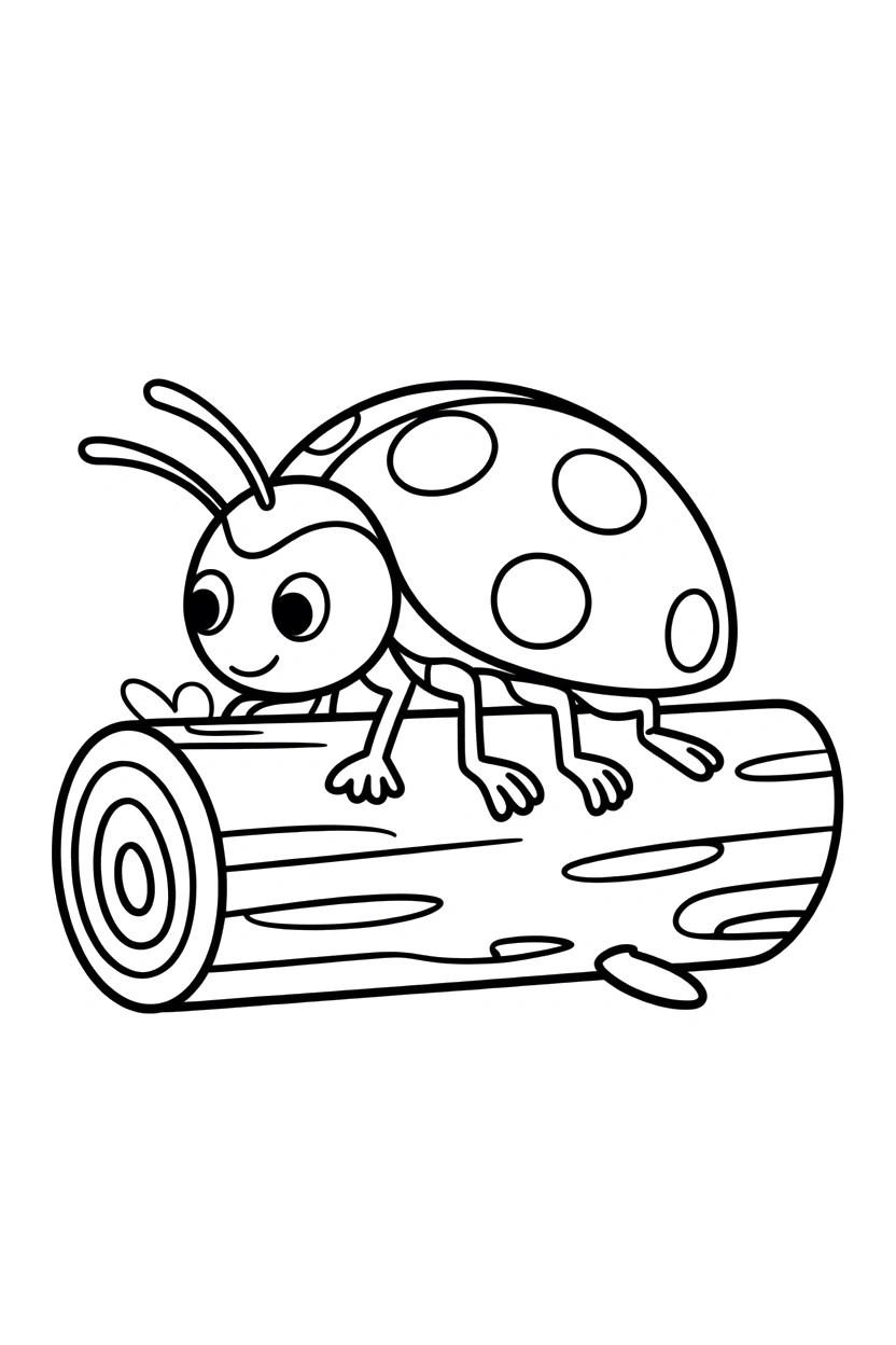 mossy log ladybug coloring pages