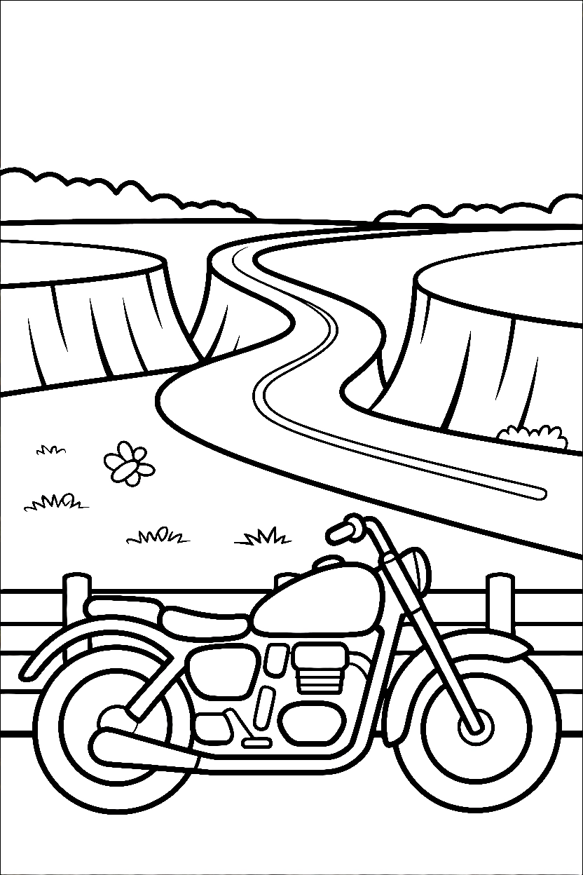 motorcycle farmland fence drawing