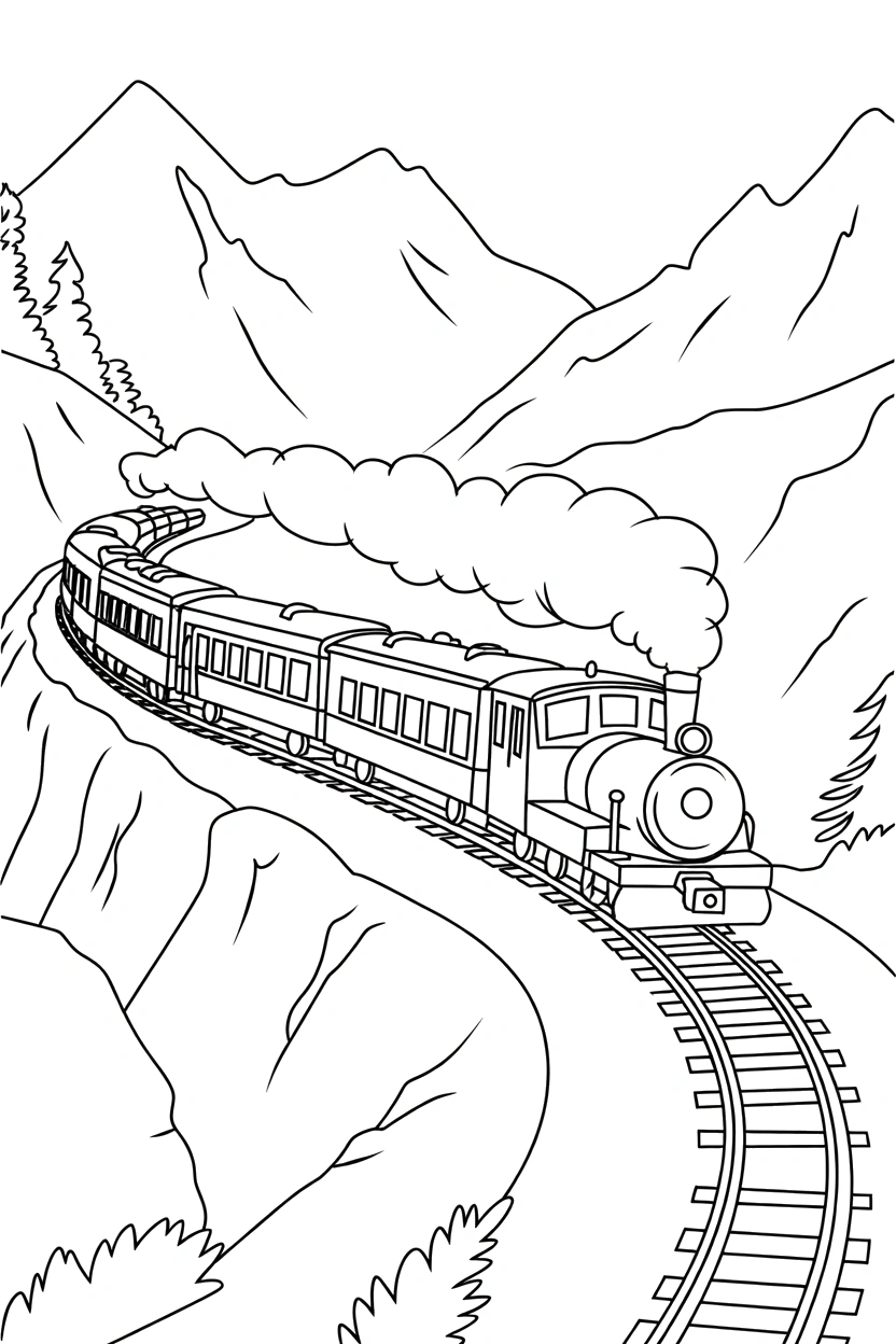 mountain curve with guardrail train coloring pages mountain curve with guardrail train coloring pages