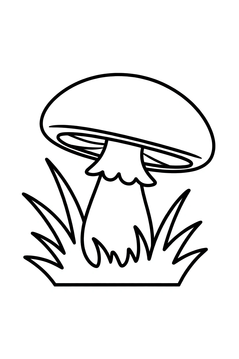 mushroom grass blade scene drawing