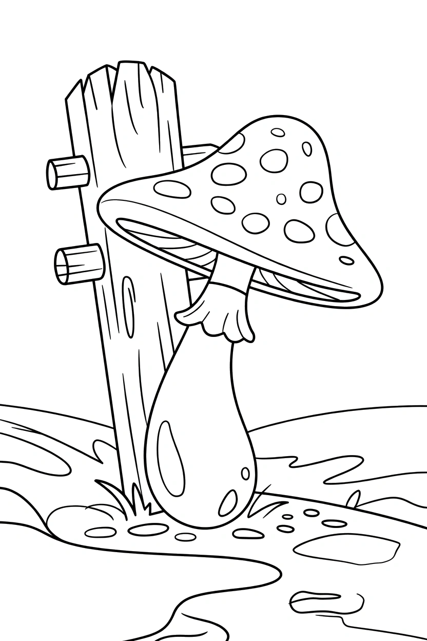 mushroom leaning fence post printable sheet