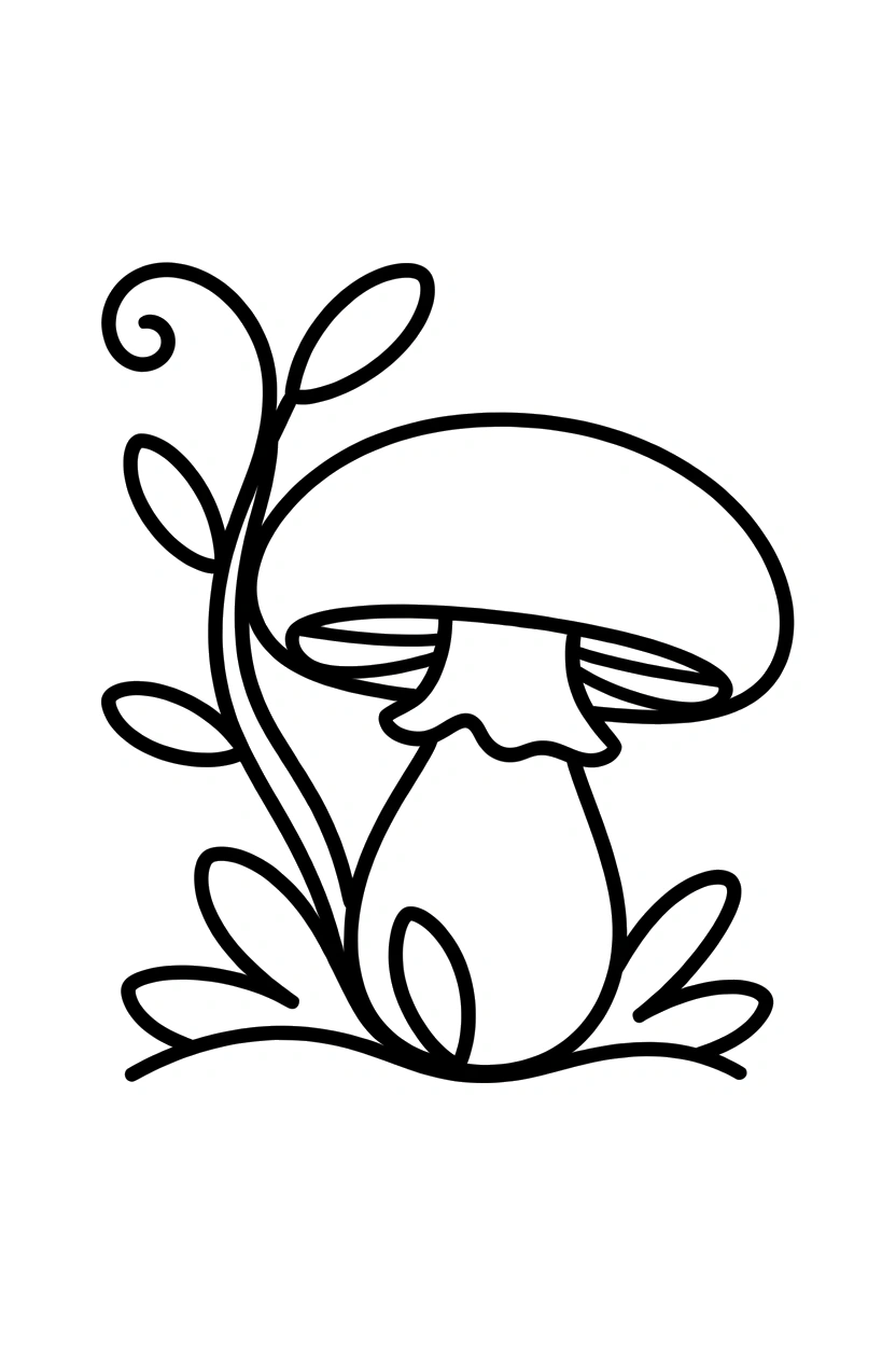 mushroom resting vine twist drawing