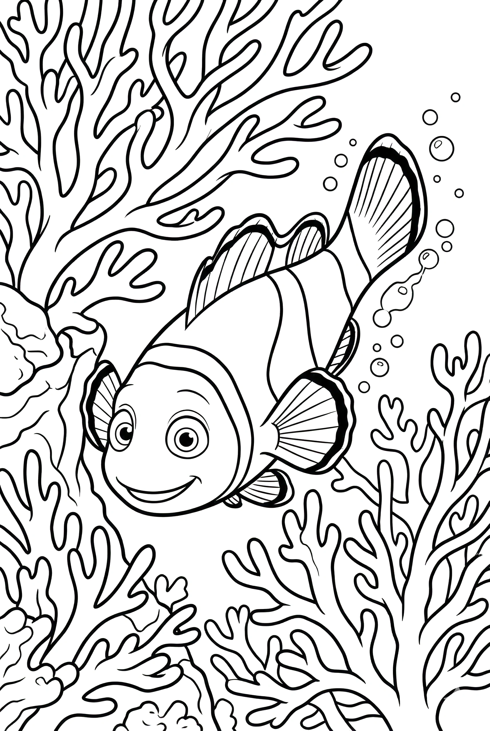 navigating clownfish coral maze coloring pages