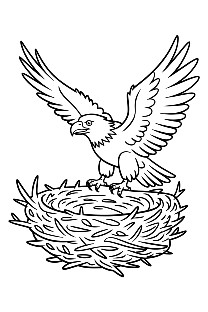 nest building eagle branches coloring pages
