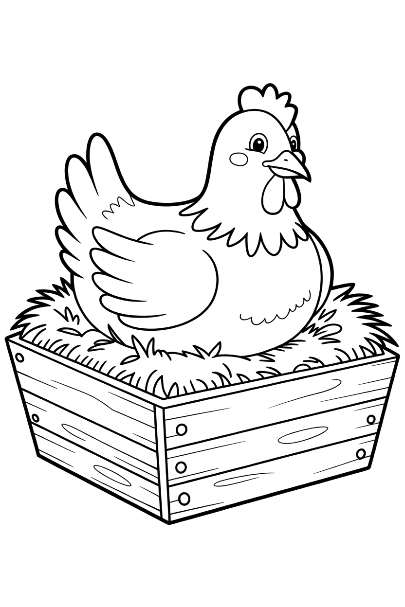 nesting box with resting chicken printable sheet