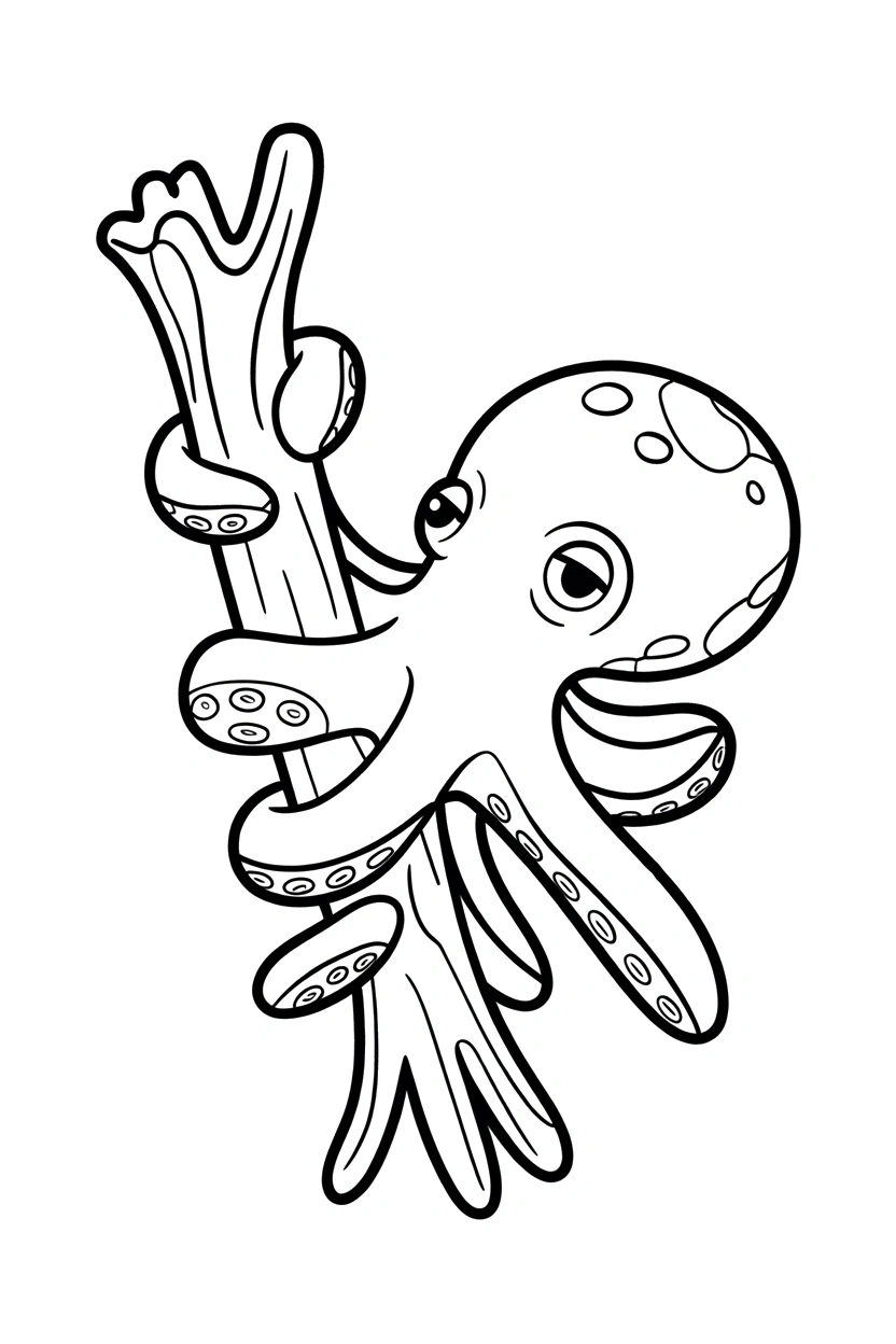 octopus holding twisted driftwood drawing octopus holding twisted driftwood drawing