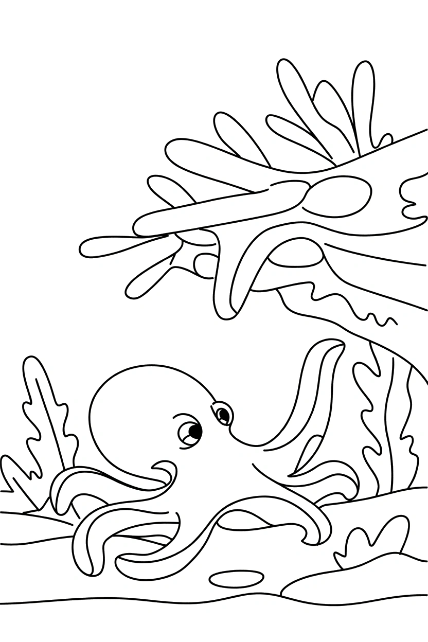 octopus pulling low seaweed coloring pages octopus pulling low seaweed coloring pages