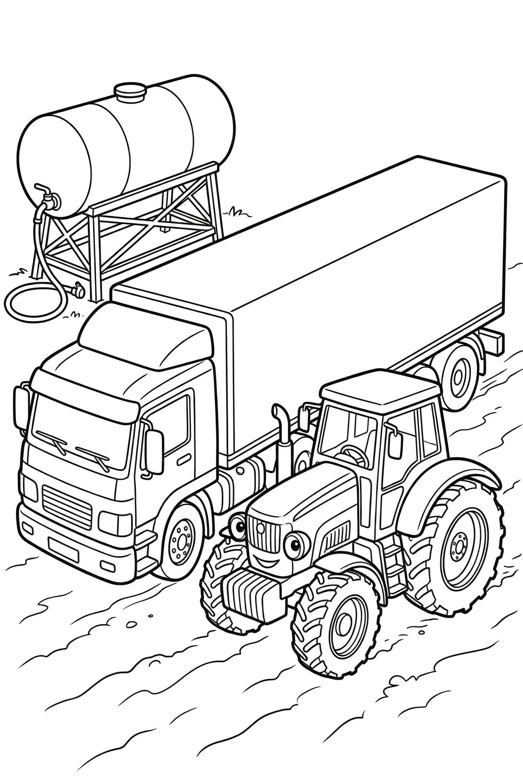 parked truck scene coloring pages 1