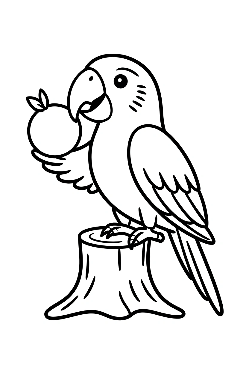 parrot holding fruit stump printable sheet