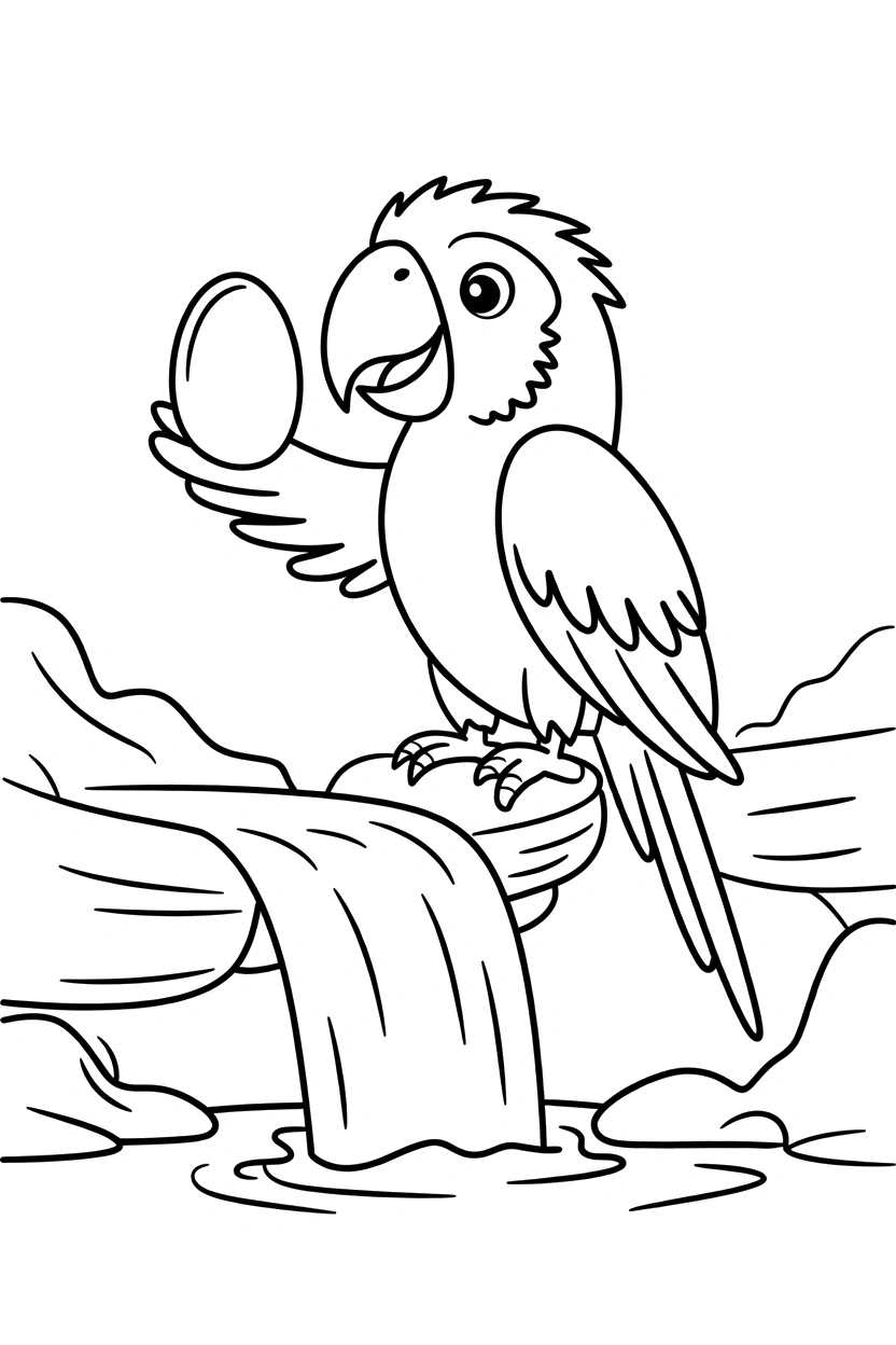 parrot waterfall ledge pebble printable sheet