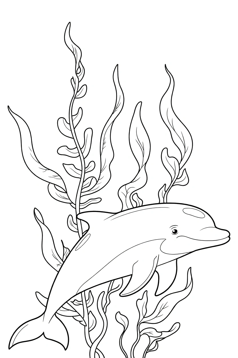 peeking dolphin kelp stalks printable sheet peeking dolphin kelp stalks printable sheet