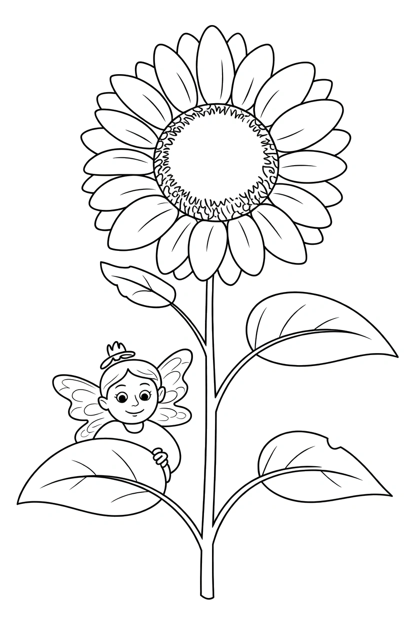 peeking fairy sunflower stem printable sheet