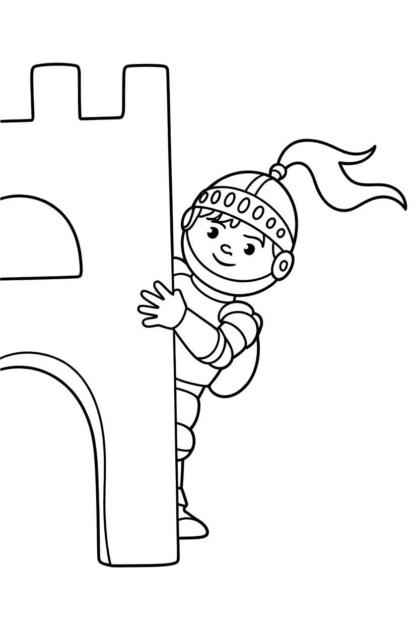 peeking knight castle tower coloring pages