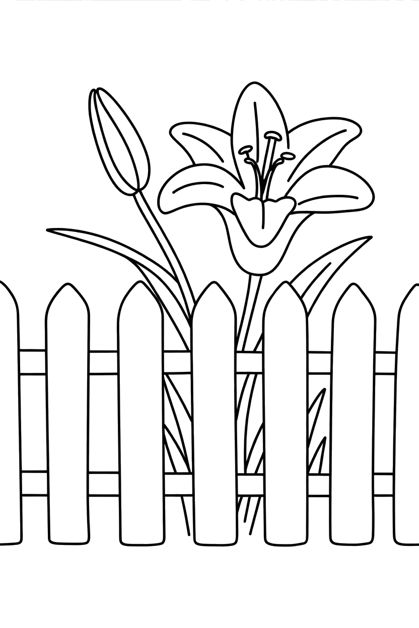 peeking lily fence drawing peeking lily fence drawing