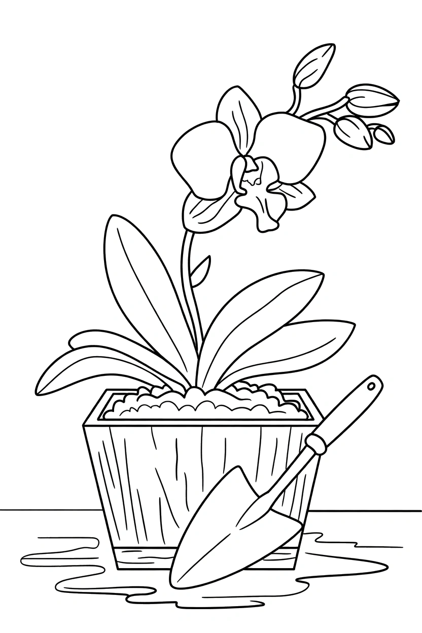 peeking orchid planter box trowel coloring pages peeking orchid planter box trowel coloring pages