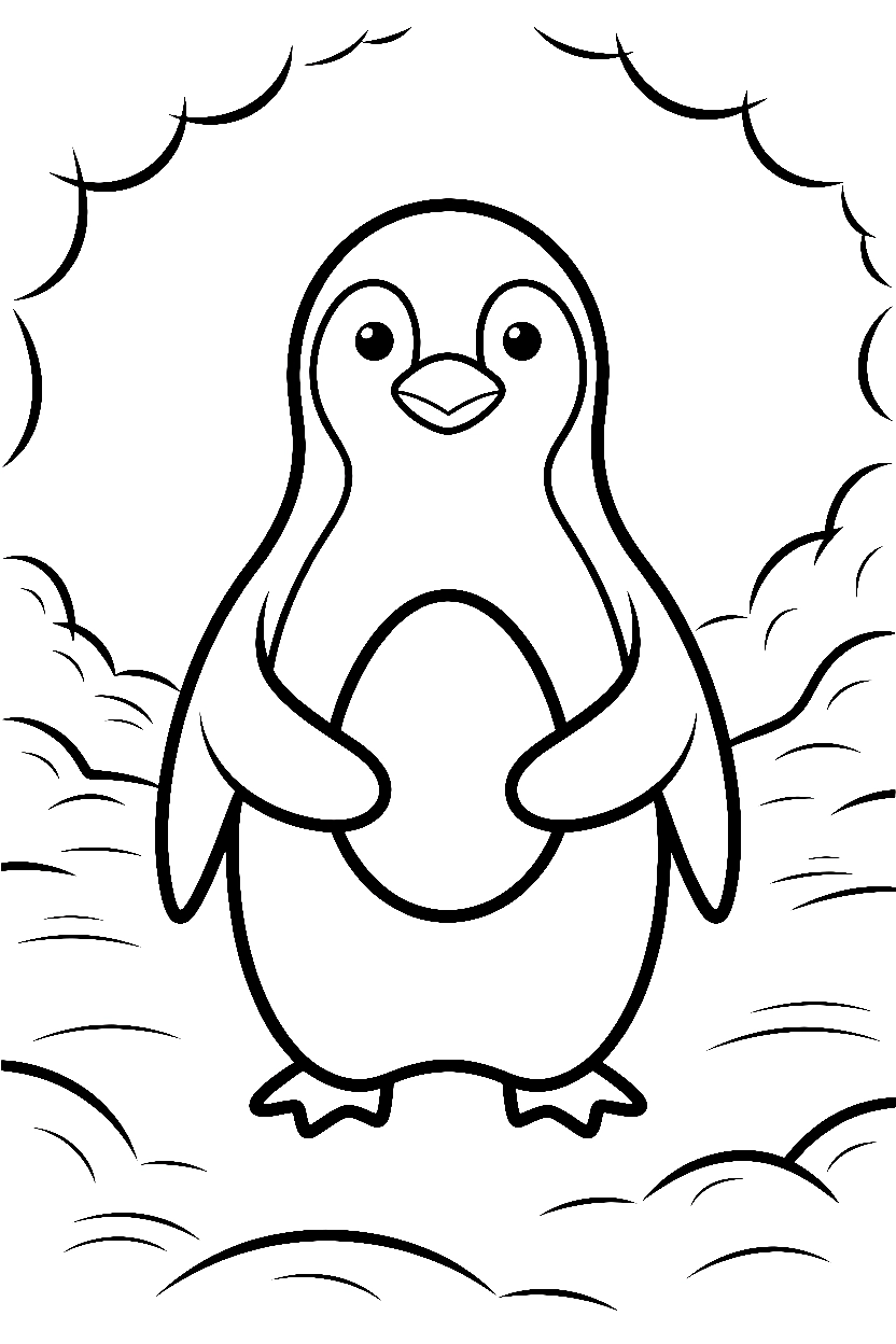 penguin holding egg coloring pages